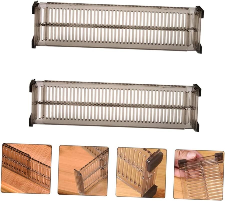 KZQ 2 stuks Verdelers Garderobekastverdelers Uitschuifbare ladeverdelers Voor opbergruimte in keuken slaapkamer en kantoor Houdt alles netjes Bespaart ruimte Transparant Zwart