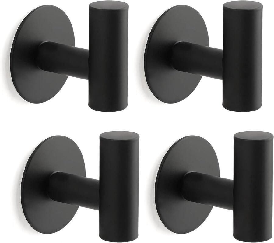 KZQ 4 stuks kapstokhaak haak wandhaak wandkleefhaak voor het ophangen van jassen handdoeken sleutels en badjassen zwart