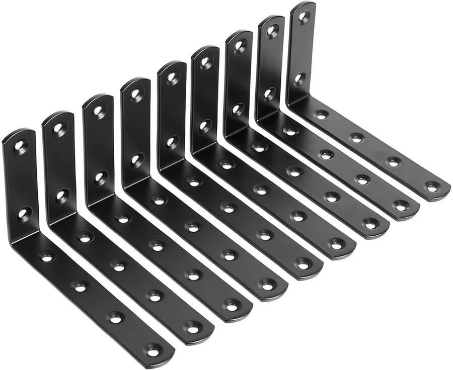 KZQ 9 stuks Plankbeugels L-vormige plankdragers Wandmontage Zware plankbeugels voor wandmontage Zwevende plankbeugels 12 4 x 7 4 x 2 cm Zwart