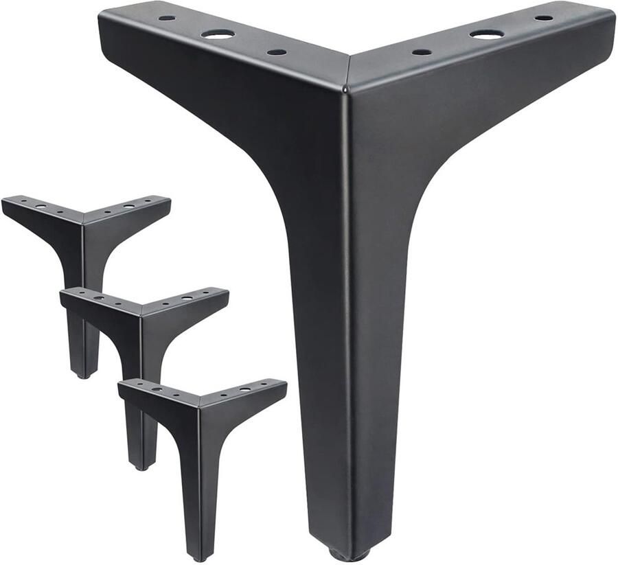 KZQ Metalen meubelpoten set van 4 Moderne stijl Vervangende bankpoten Geschikt voor kaptafels stoelen bedden kasten tafels krukken kasten doe-het-zelf Vervangende bankpoten 17 cm Zwart