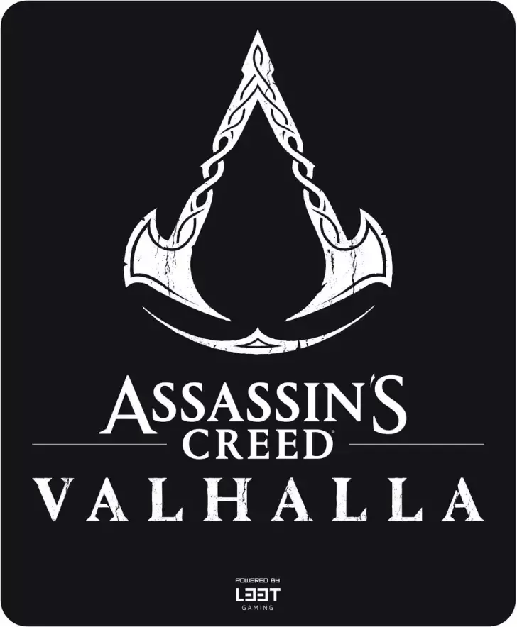 L33T-GAMING ASSASSIN'S CREED Vloermat Powered by Vloerbeschermende mat 99 x 120 cm voor bureaustoel Gaming Stoel Assassin's Creed Valhalla Design zwart wit