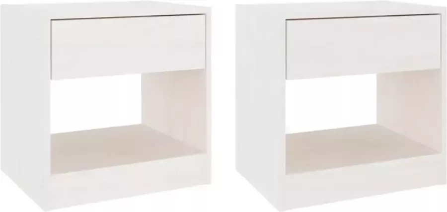La Dolce Vita Bedkastjes Nachttafeltjes Nachtkasten Slaapkamerkastjes Bedzijtafels 2 st 40x31x40 cm massief grenenhout wit