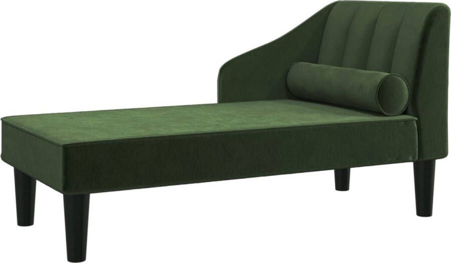 La Dolce Vita Chaise longue met bolster fluweel donkergroen