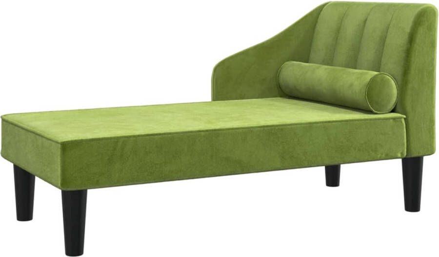 La Dolce Vita Chaise longue met bolster fluweel lichtgroen