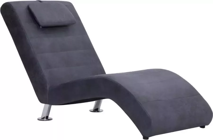 La Dolce Vita Chaise longue met kussen kunstsuède grijs