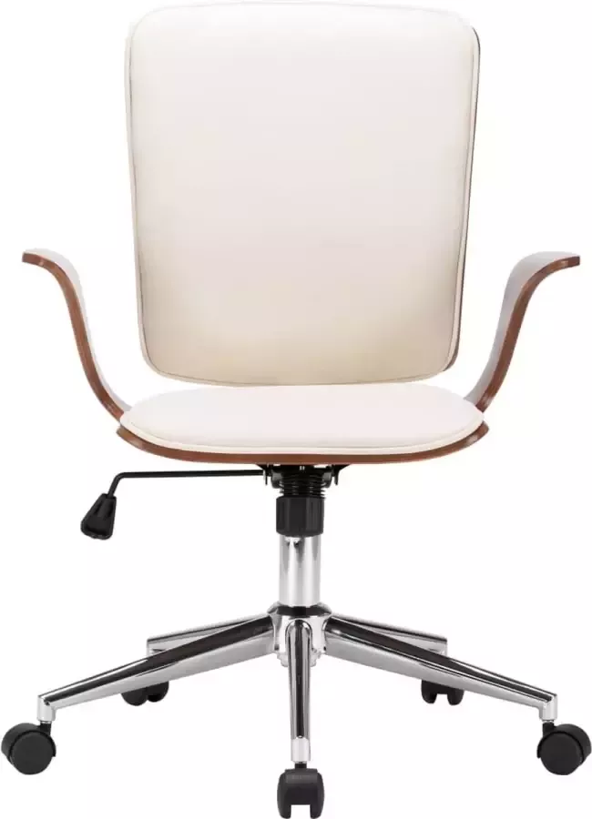 La Dolce Vita Kantoorstoel draaibaar kunstleer en gebogen hout crème