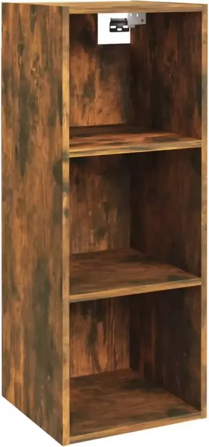 La Dolce Vita Muurkast Plankkast Zwevende kast Opbergwand Wandopberger Wandmeubel met planken 34 5x32 5x90 cm bewerkt hout gerookt eikenkleurig