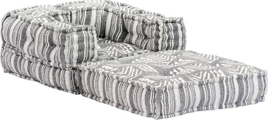 La Dolce Vita Poef modulair stof gestreept grijs - Foto 3