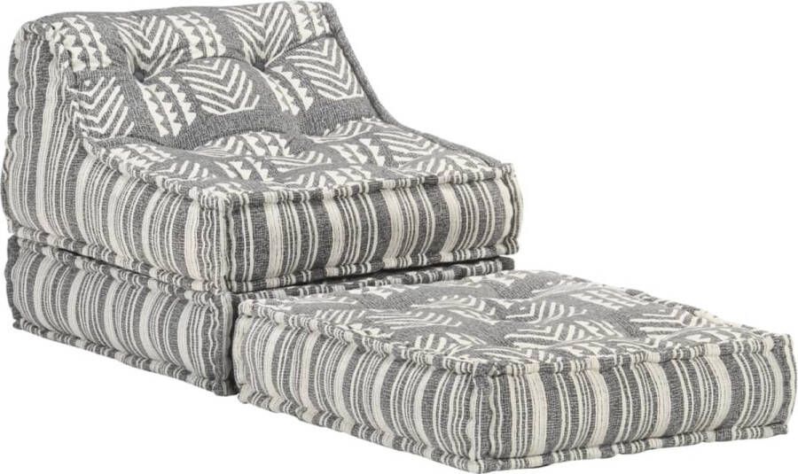 La Dolce Vita Poef modulair stof gestreept grijs - Foto 2