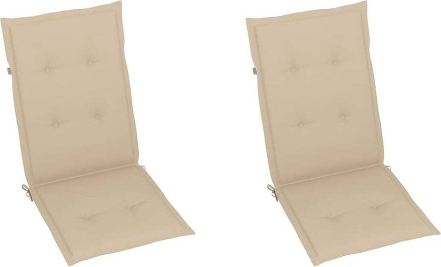 La Dolce Vita Tuinstoelkussens 2 st hoge rug 120x50x3 cm stof beige