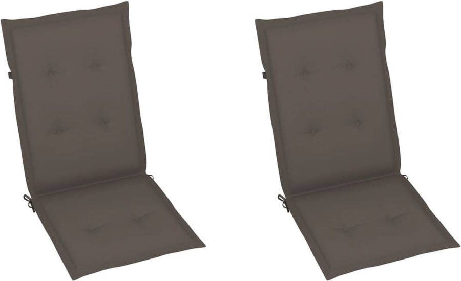 La Dolce Vita Tuinstoelkussens 2 st hoge rug 120x50x3 cm stof taupe