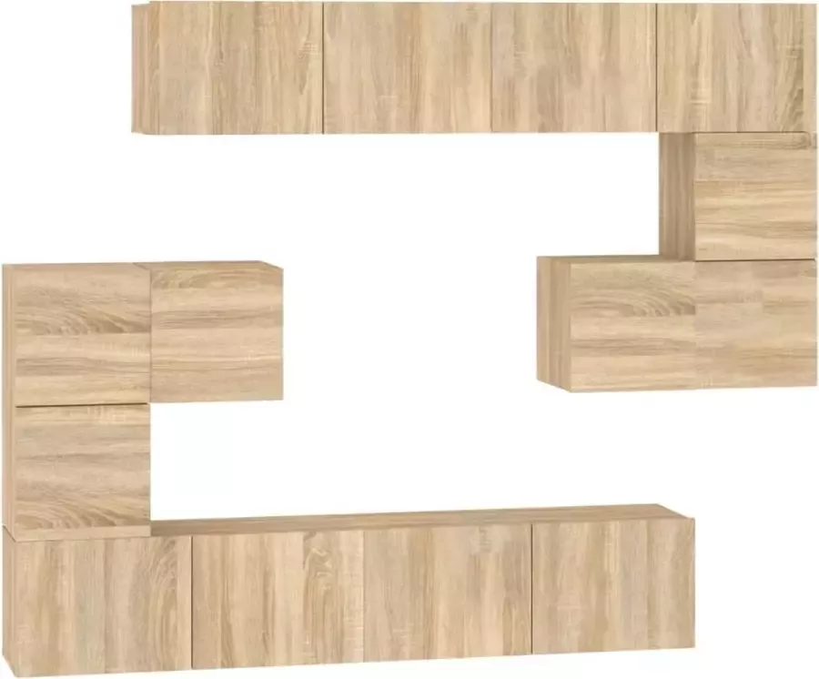 La Dolce Vita Tv-meubelwand Wandplank voor televisie Tv-bevestigingssysteem voor aan de muur bewerkt hout sonoma eikenkleurig