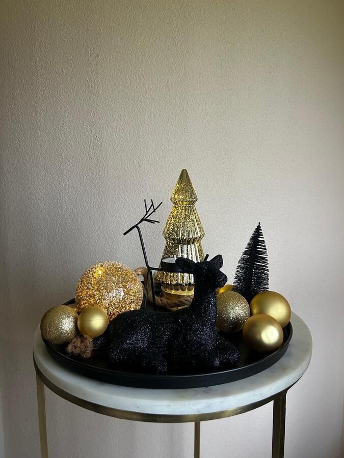 La Florista Kerstset Kerstdecoratie binnen Kerstdecoratie tafel Goud Beige Zwart Woondecoratie schaal Kerstcadeau Decoratieve schaal Kerstboompje Kerstboom - Foto 2