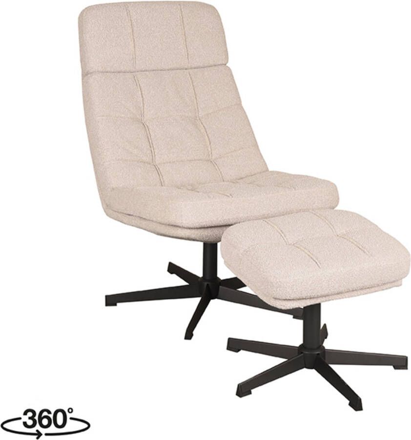 LABEL51 Alvar Fauteuil Naturel Stof Incl. Hocker Draaibaar - Foto 3