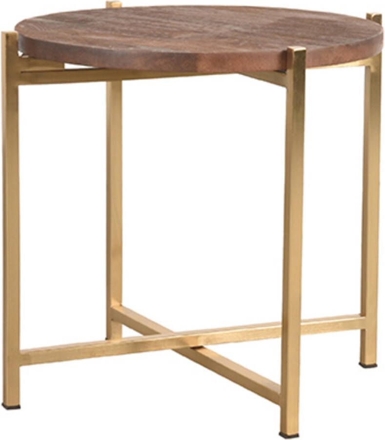 LABEL51 Bijzettafel Dox Espresso Mangohout Goud Metaal - Foto 2