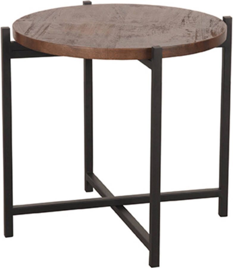 LABEL51 Dox Bijzettafel Bruin Mangohout Zwart Onderstel - Foto 2