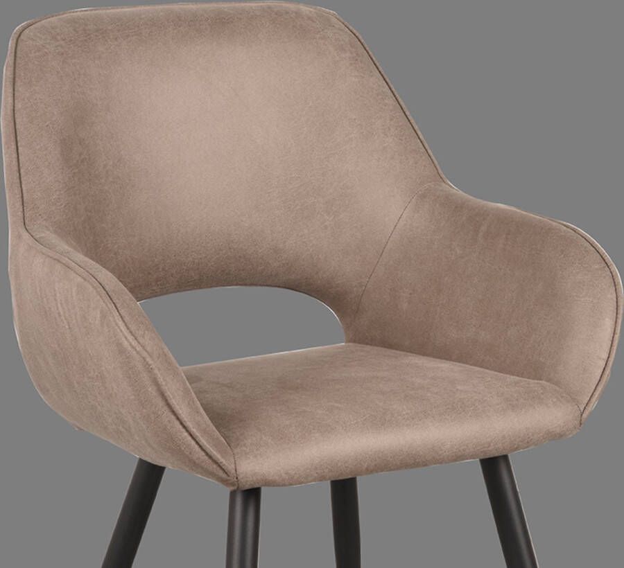 LABEL51 Fer Eetkamerstoel Bruin Stof Black Frame Stoel Normale eetkamerstoel Met Armleuning - Foto 3