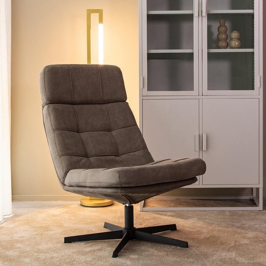 LABEL51 Alvar Fauteuil Bruin Stof Excl. Hocker Draaibaar