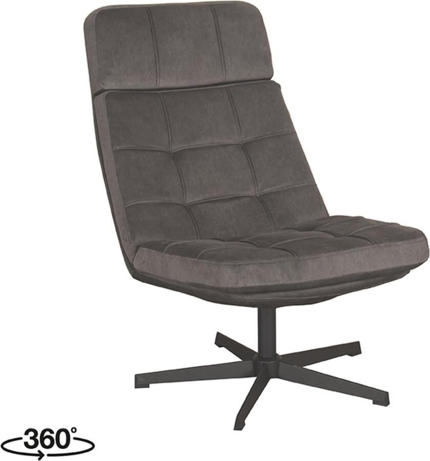 LABEL51 Alvar Fauteuil Grijs Velvet Excl. Hocker Draaibaar