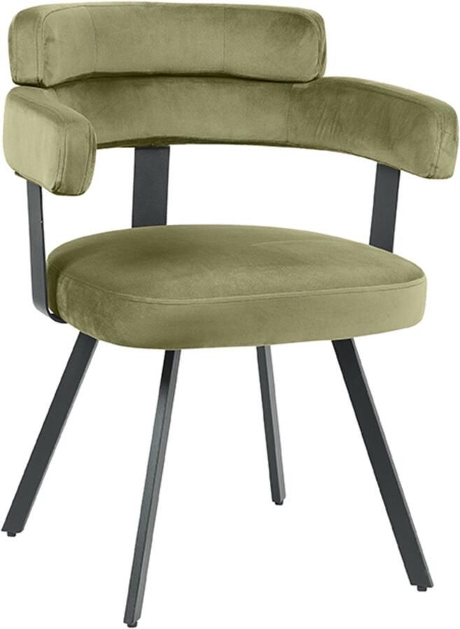LABEL51 Bardio Eetkamerstoel Groen Velvet Black Frame Stoel Normale eetkamerstoel Met Armleuning