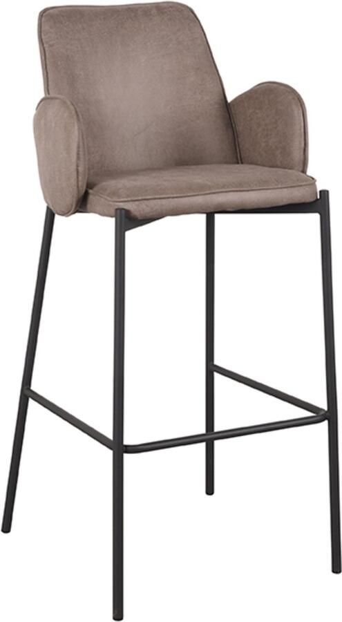 LABEL51 Barkruk Joni Taupe Micro Suède Zithoogte 78cm Set van 2