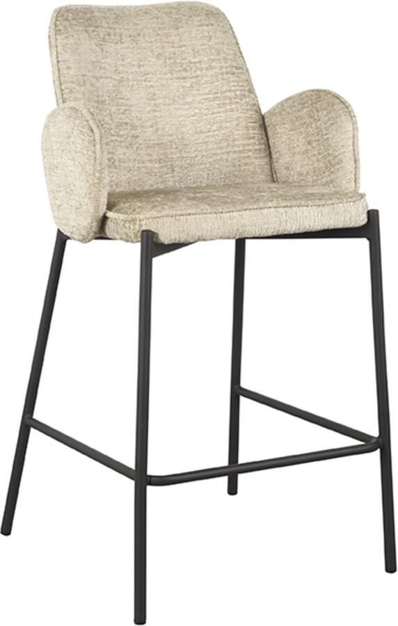 LABEL51 Barstoel Joni Beige Fluweel Zithoogte 65cm Set van 2