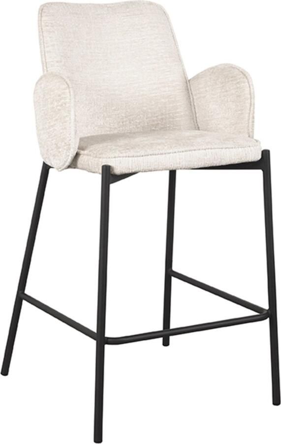 LABEL51 Barstoel Joni Crème Fluweel Zithoogte 65cm Set van 2