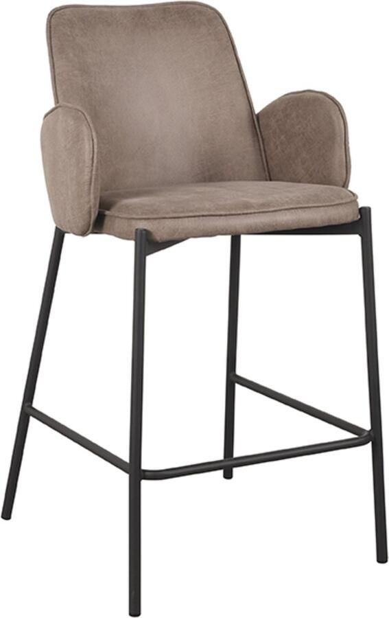 LABEL51 Barstoel Joni Taupe Micro Suède Zithoogte 65cm Set van 2