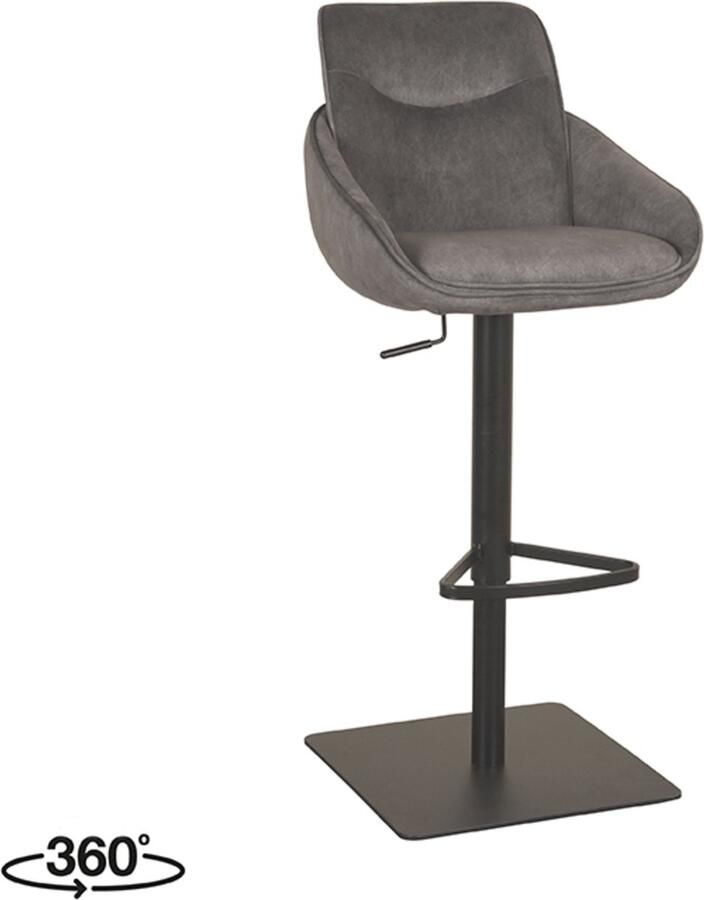 LABEL51 Beauty Barkruk Grijs Velvet Zithoogte 56-82 Kruk - Foto 2