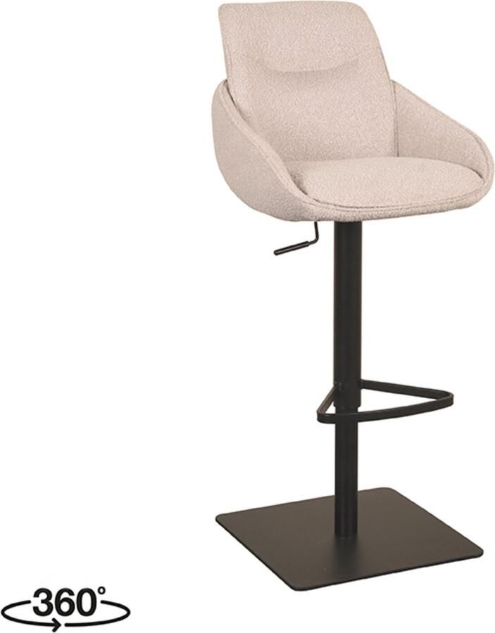 LABEL51 Beauty Barkruk Naturel Stof Zithoogte 56-82 Kruk Draaibaar