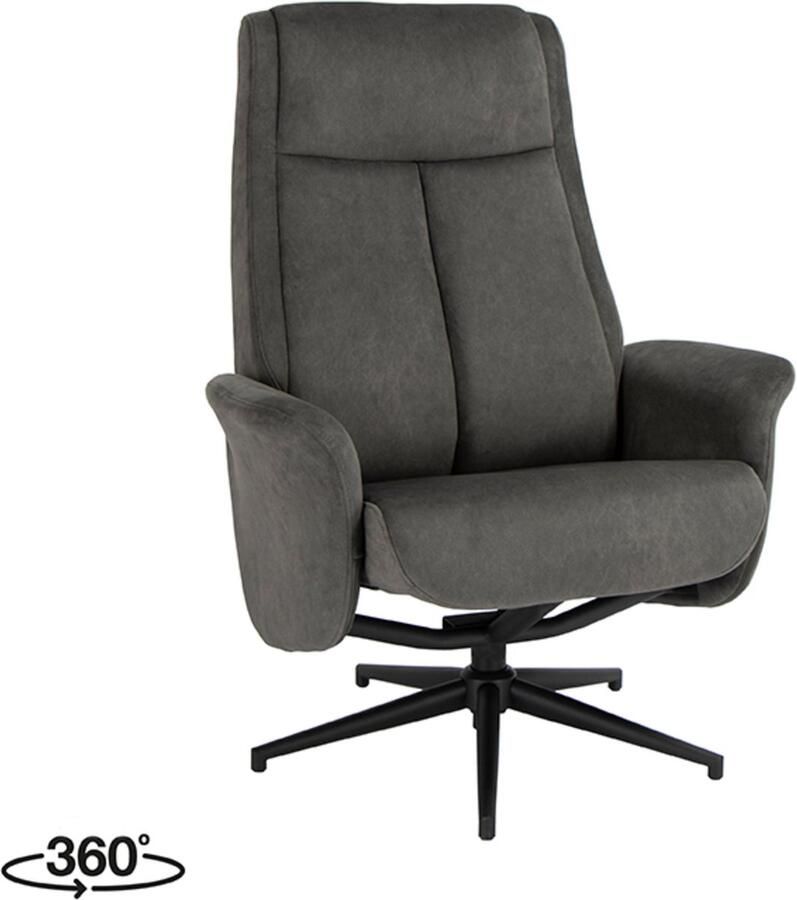 LABEL51 Bergen Fauteuil Grijs Velvet Excl. Hocker Draaibaar Met Armleuning