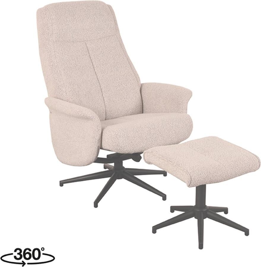 LABEL51 Bergen Fauteuil Naturel Stof Incl. Hocker Draaibaar Met Armleuning - Foto 2