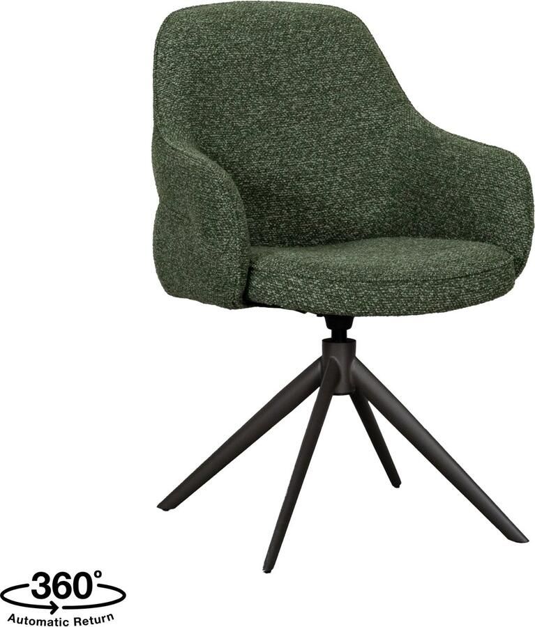 LABEL51 Bern Eetkamerstoel Groen Royal Stof Forest Metalen Frame Stoel Normale eetkamerstoel Met Armleuning - Foto 2