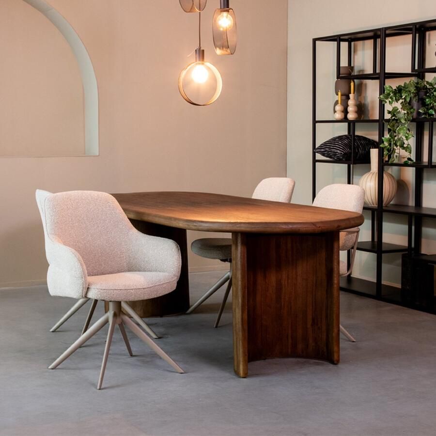 LABEL51 Bern Eetkamerstoel Naturel Royal Stof Taupe Metalen Frame Stoel Normale eetkamerstoel Met Armleuning - Foto 4