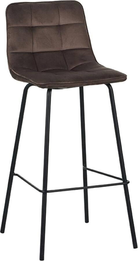 LABEL51 Bistro Barkruk Bruin Velvet Zithoogte 78 Kruk