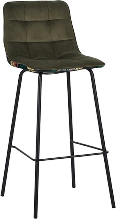 LABEL51 Bistro Barkruk Groen Velvet Zithoogte 78 Kruk
