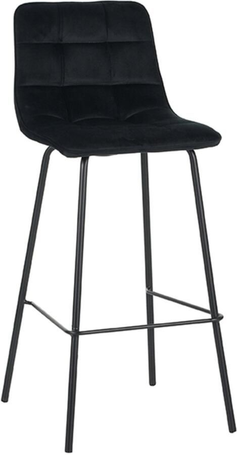 LABEL51 Bistro Barkruk Zwart Velvet Zithoogte 78 Kruk