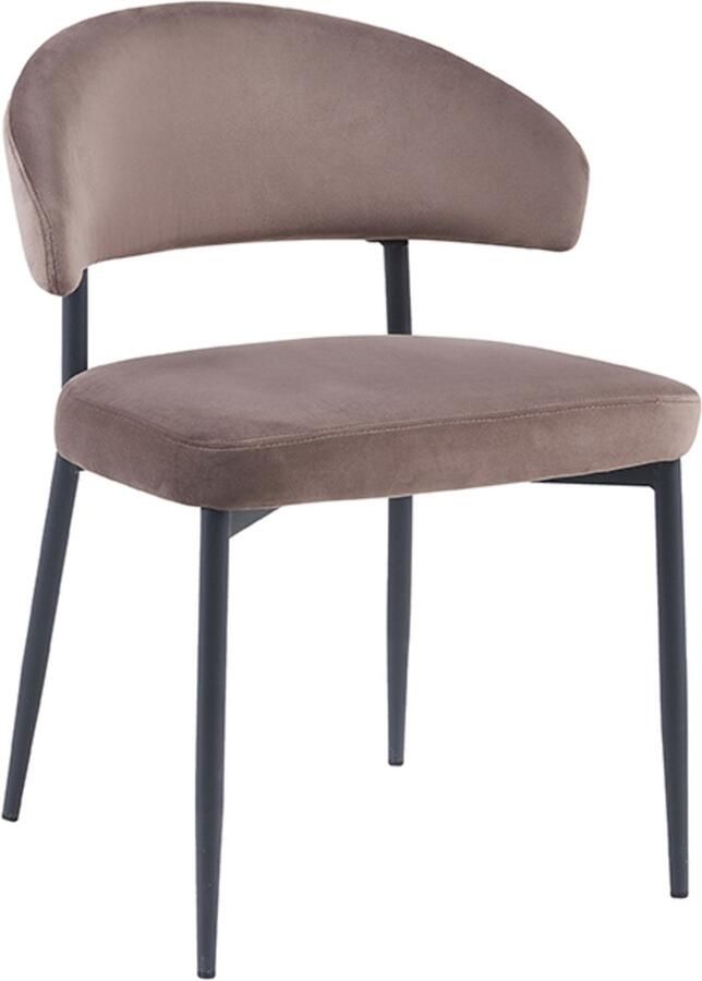 LABEL51 Bliss Eetkamerstoel Bruin Velvet Black Frame Stoel Normale eetkamerstoel Met Armleuning - Foto 2