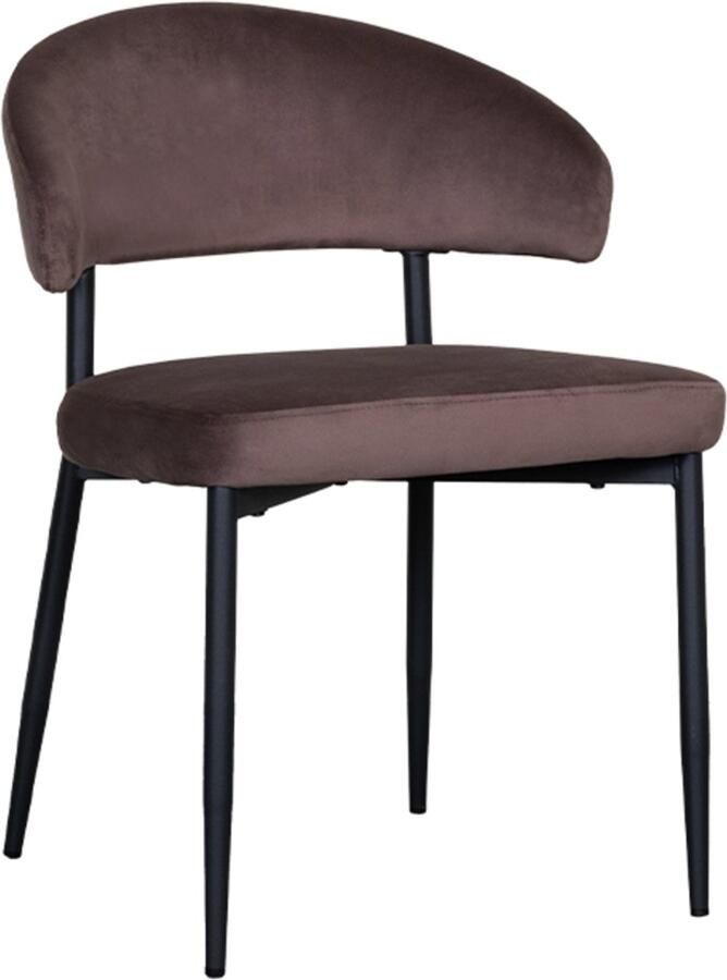 LABEL51 Bliss Eetkamerstoel Bruin Velvet Black Frame Stoel Normale eetkamerstoel Met Armleuning - Foto 2