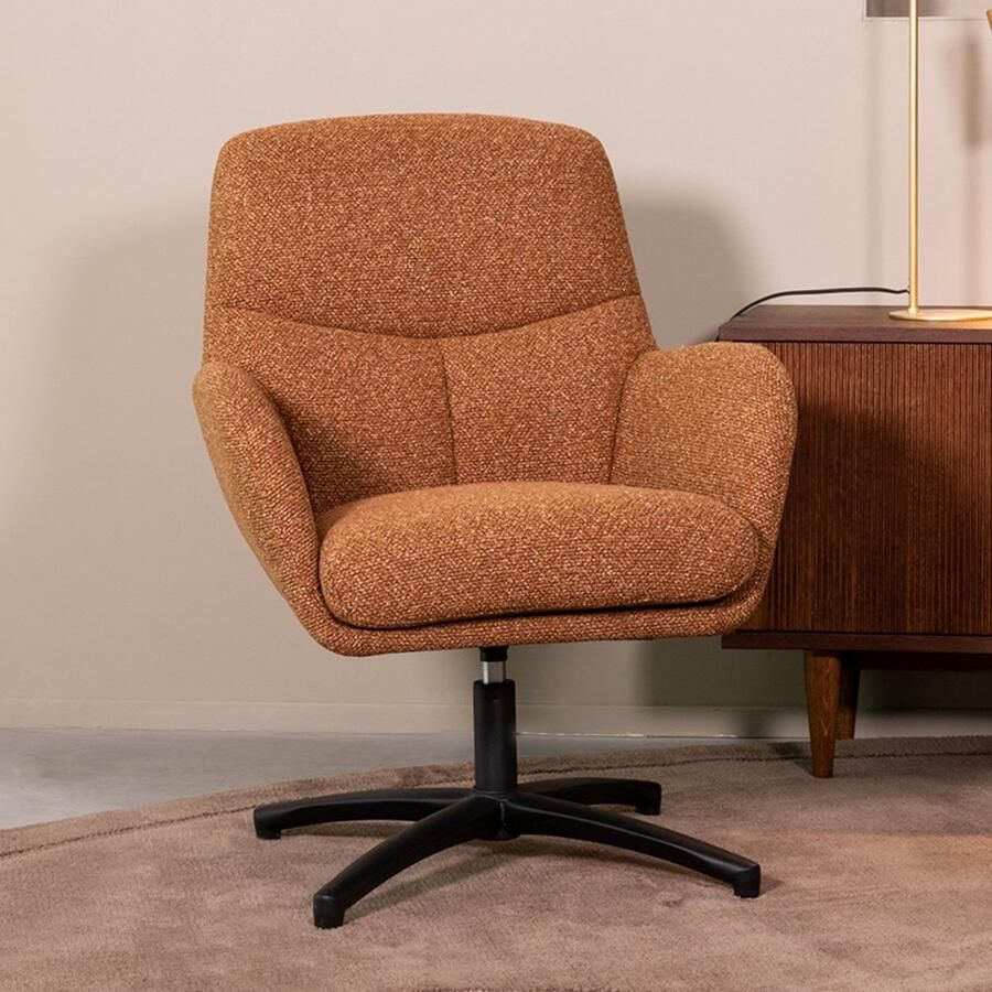 LABEL51 Chill Zone Fauteuil Oranje Stof One Size Draaibaar Met Armleuning