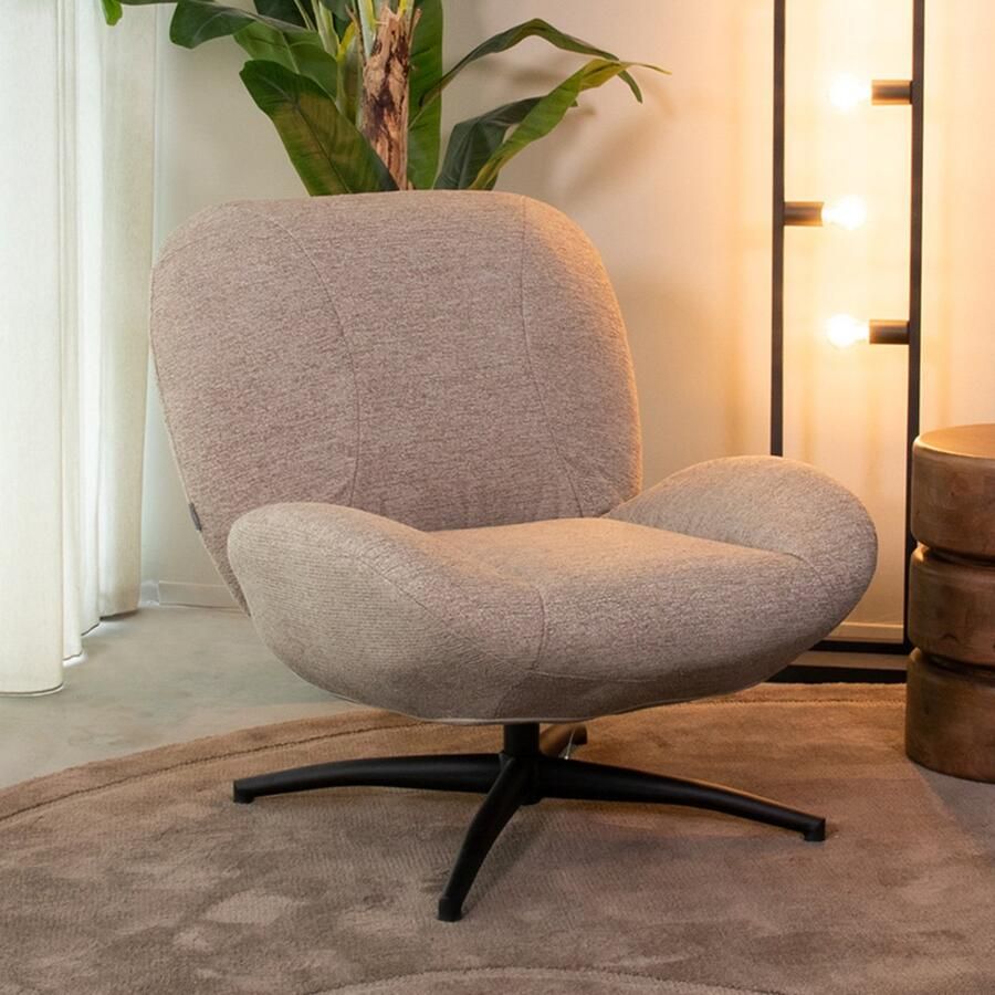 LABEL51 Clayton Fauteuil Bruin Stof One Size Draaibaar