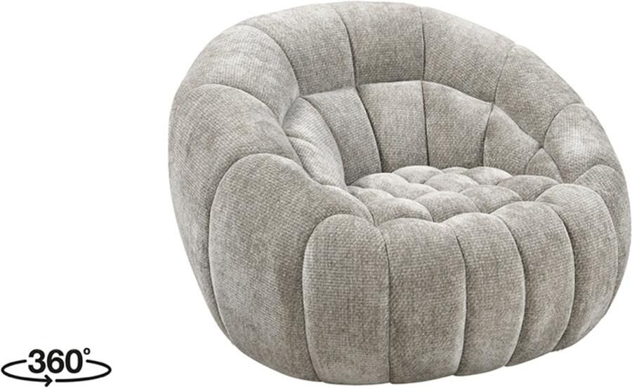 LABEL51 Cloud Fauteuil Grijs Velvet 1-Zits Draaibaar Met Armleuning - Foto 3