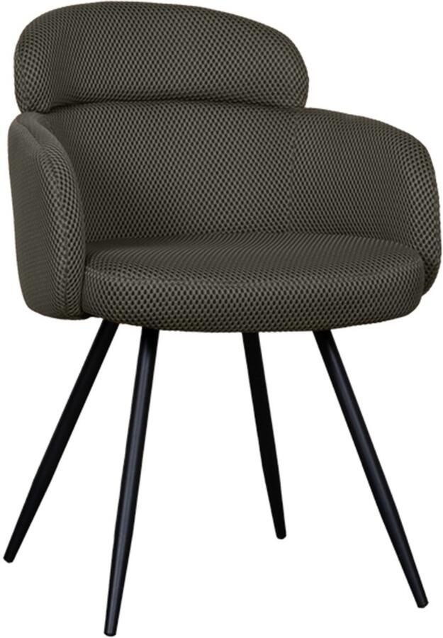 LABEL51 Dinner Eetkamerstoel Groen Stof Black Frame Stoel Normale eetkamerstoel Met Armleuning - Foto 2