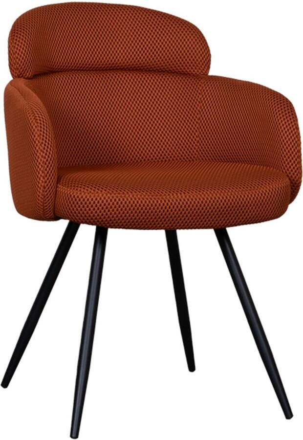 LABEL51 Dinner Eetkamerstoel Oranje Stof Black Frame Stoel Normale eetkamerstoel Met Armleuning - Foto 2