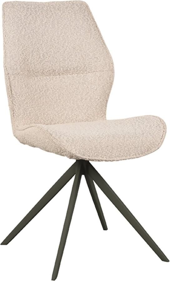 LABEL51 Eetkamerstoel Comfy Naturel Zwart Boucle Set van 2