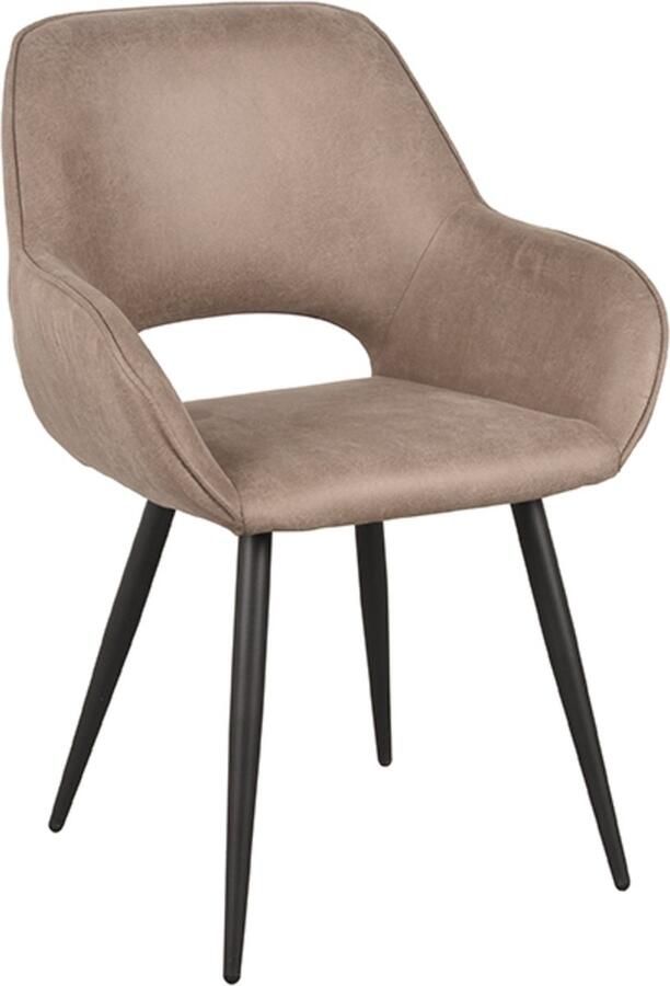 LABEL51 Fer Eetkamerstoel Bruin Stof Black Frame Stoel Normale eetkamerstoel Met Armleuning - Foto 2