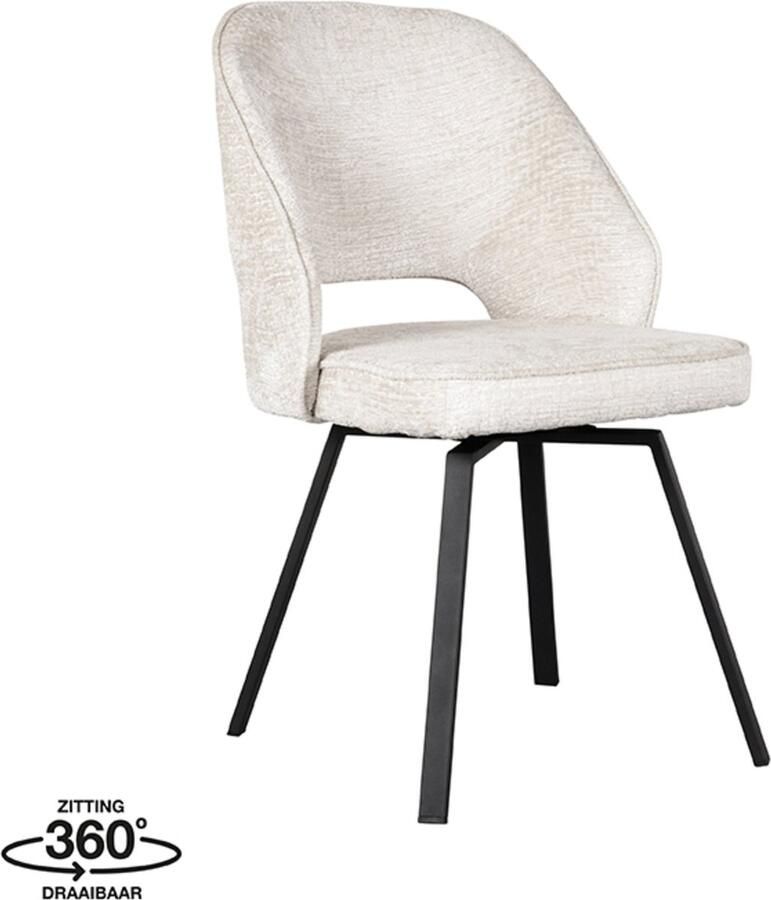 LABEL51 Eetkamerstoel Lewis Crème Fluweel Set van 2