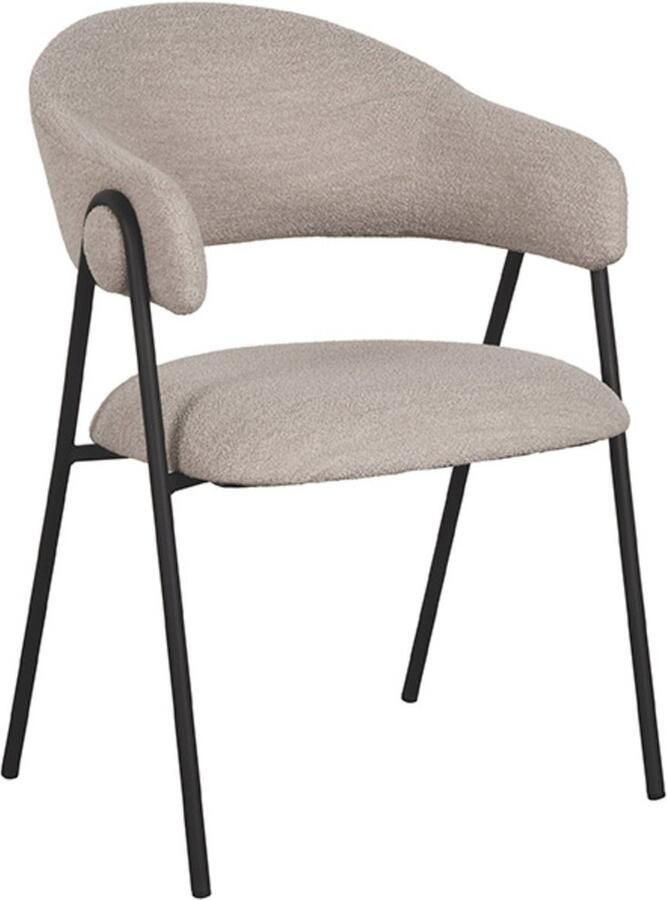 LABEL51 Eetkamerstoel Lowen Naturel Bouclé Set van 2
