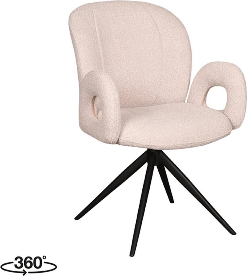 LABEL51 Neo Eetkamerstoel Naturel Stof Black Frame Stoel Normale eetkamerstoel Draaibaar Met Armleuning - Foto 2