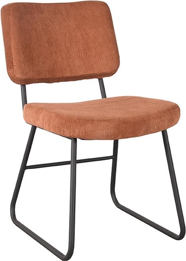 LABEL51 Eetkamerstoel Noah Roest Ribstof Set van 2